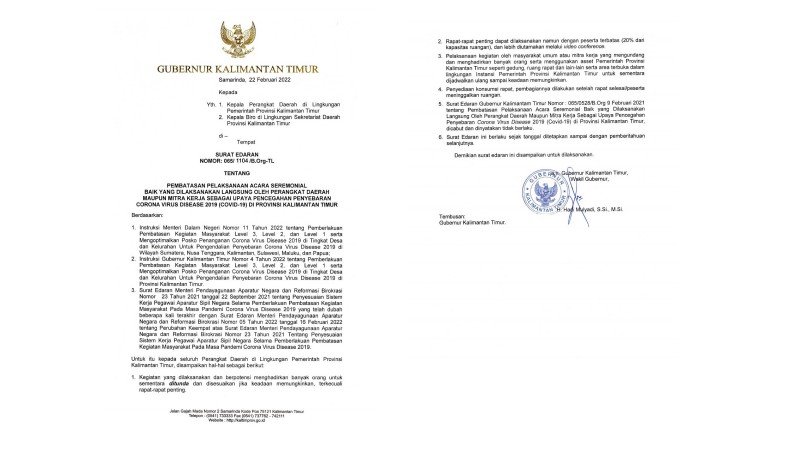 Surat Edaran Pembatasan Kegiatan Karena Covid-19